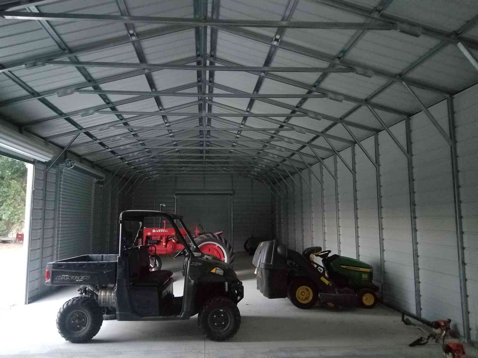Steel and Stud customer photo — 25×76×12 metal building, A-frame roof with vertical panels