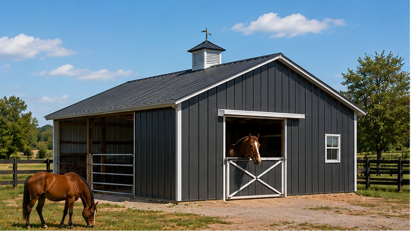 Run-In Horse Shelter with Tack Room hero view