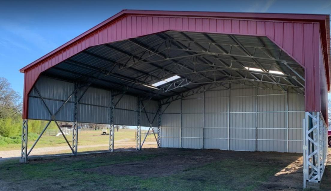 Real Steel and Stud install: 40ft wide metal building with engineered roof and side panels