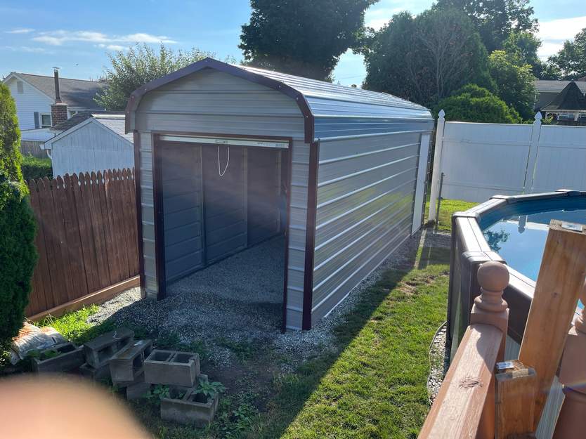 8×21×7 metal building built and erected by Steel and Stud crews, Massachusetts