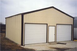 Custom steel building frame from Steel and Stud, engineered with engineered roof and side panels