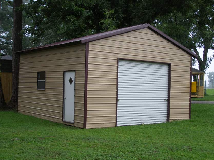 Boxed eave vertical roof steel garage