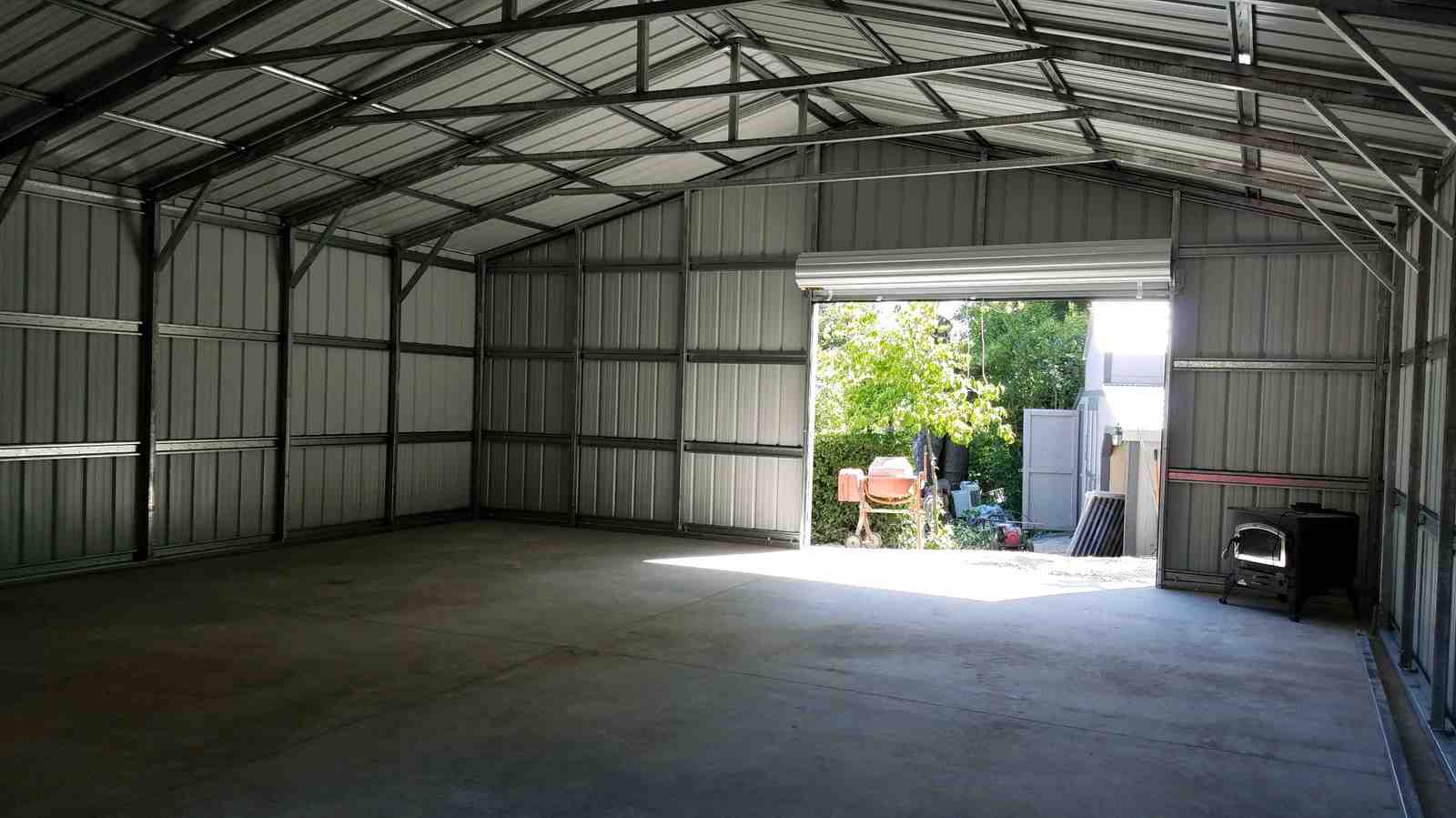 Professionally installed 28×31×9 metal building by Steel and Stud, Maryland — interior buildout view
