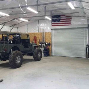 Custom 28×31×9 metal building from Steel and Stud, Maryland, engineered with engineered roof and side panels, interior buildout view