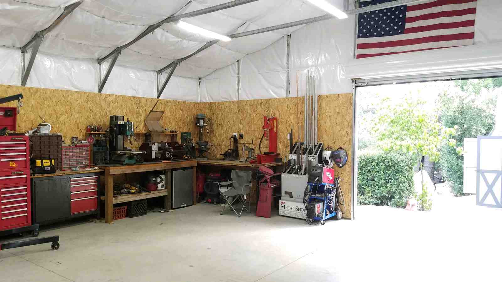 28×31×9 metal building built and erected by Steel and Stud crews, Maryland — interior buildout view