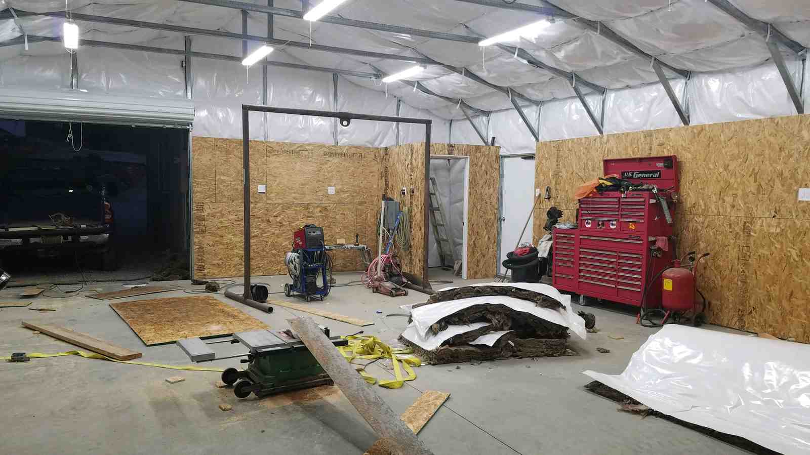 Professionally installed 28×31×9 metal building by Steel and Stud, Maryland — interior buildout view