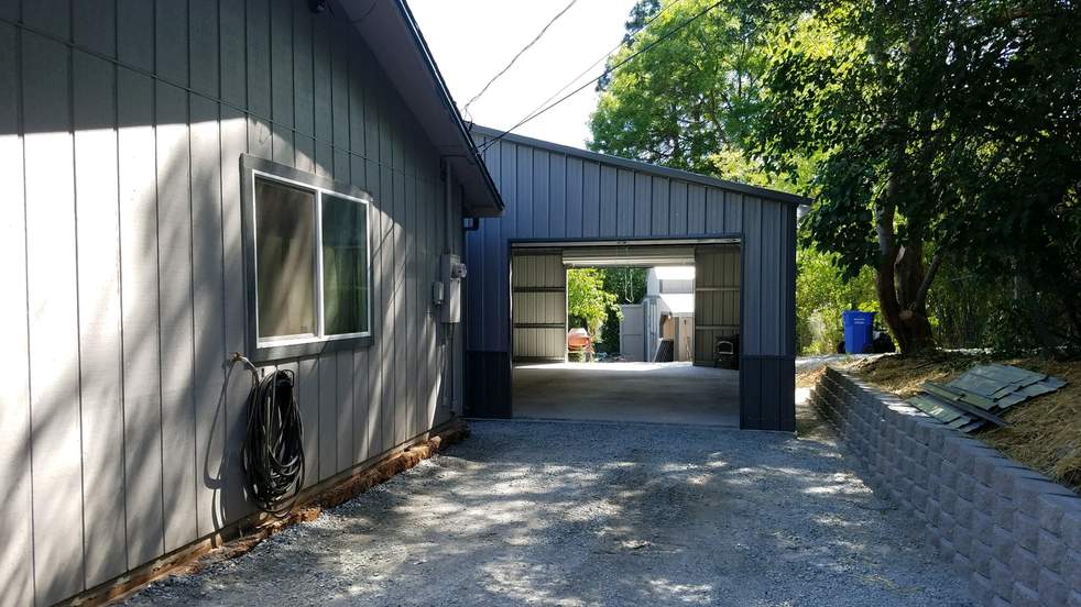 Steel and Stud Metal building install — 28×31×9, Maryland — interior buildout view