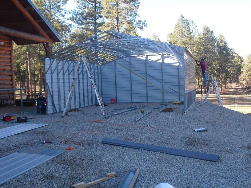 metal building installed by Steel and Stud — engineered roof and side panels — build sequence photo