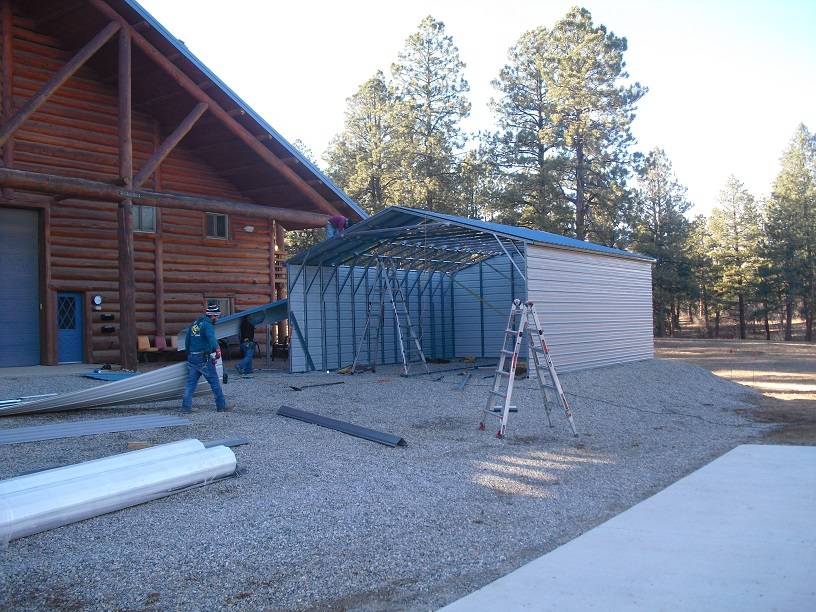 Steel and Stud customer install — metal building, engineered roof and side panels — build sequence photo