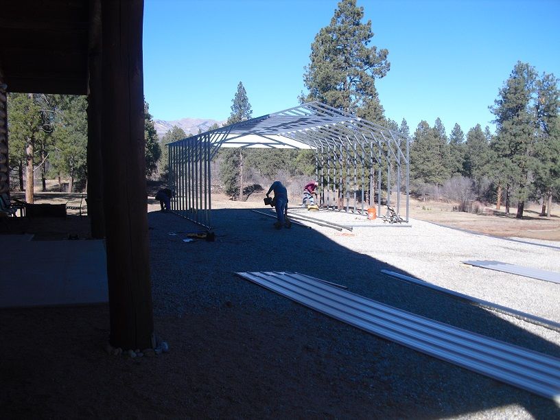 metal building installed by Steel and Stud — engineered roof and side panels — build sequence photo