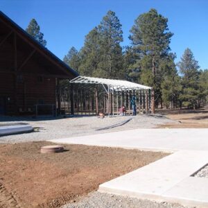 Custom metal building from Steel and Stud, engineered with engineered roof and side panels, build sequence photo