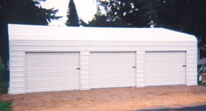 Three-stall white garage