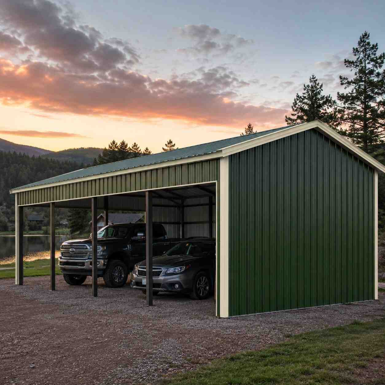 carport with storage bay + seasonal storage