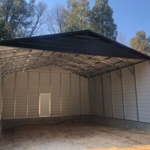 Real Steel and Stud install: metal building with engineered roof and side panels