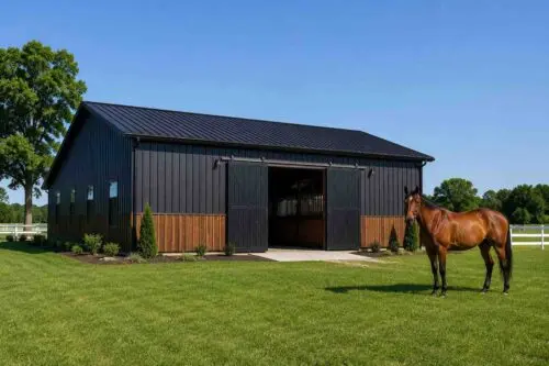 30×65 Horse Barn with Stalls and Tack Room