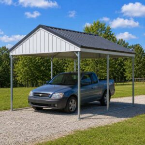 16x20 metal carport — compact single-vehicle steel carport
