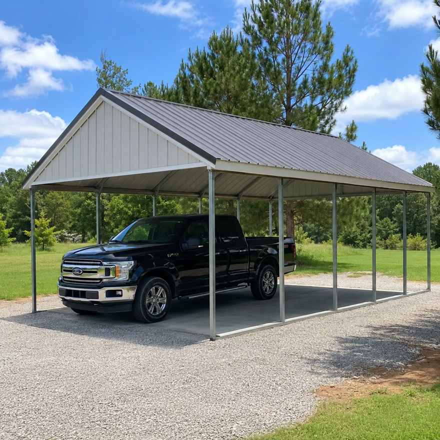 20x24 metal carport — single-vehicle steel carport