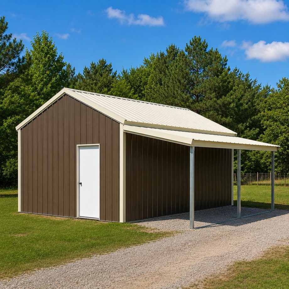 20x24 metal building with lean-to — small steel building with side lean-to