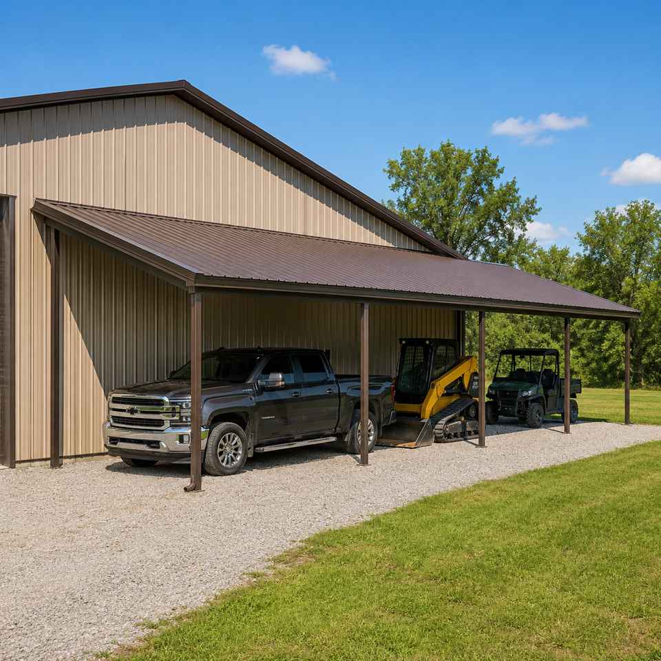 20x50 ft steel lean-to building