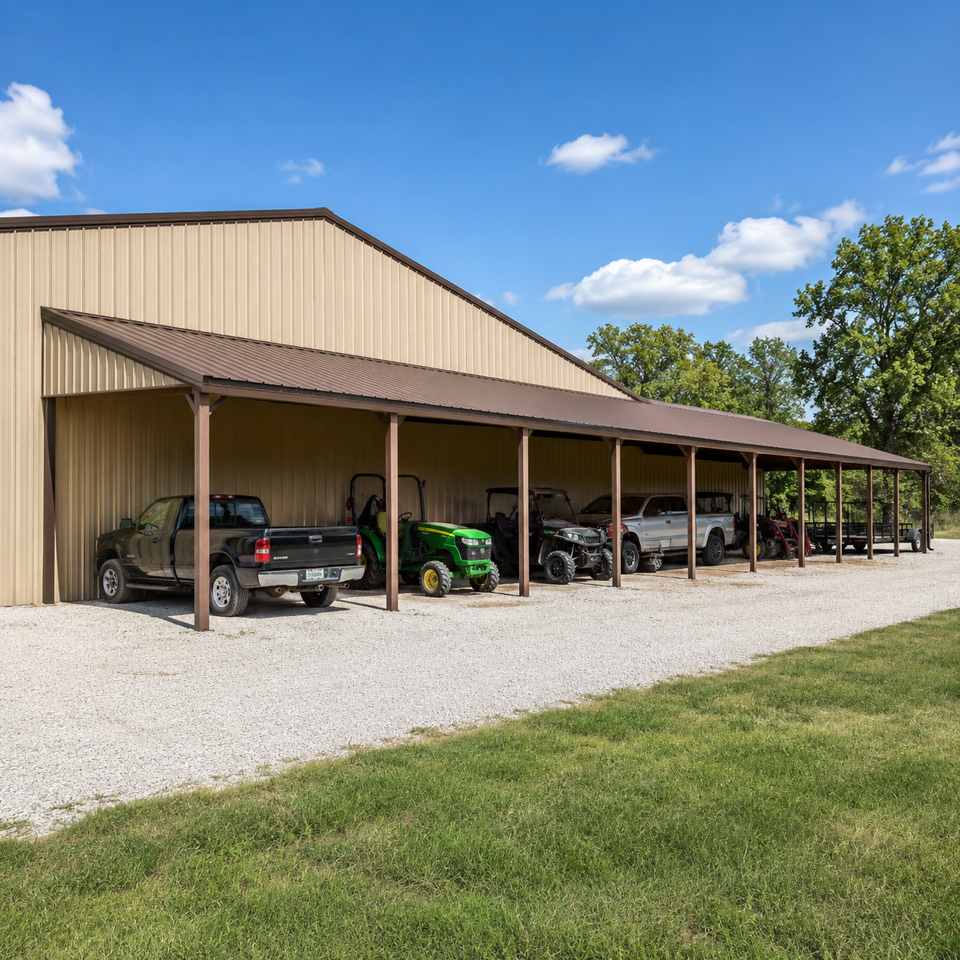 30x100 ft steel lean-to building