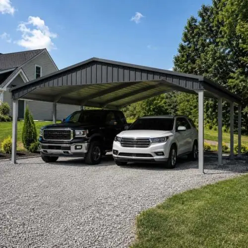 Standard Metal Carports - 24 x 20 x 6 (Regular Roof)