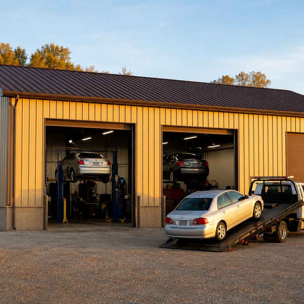30x80 metal building with long lean-to — steel building with long side lean-to