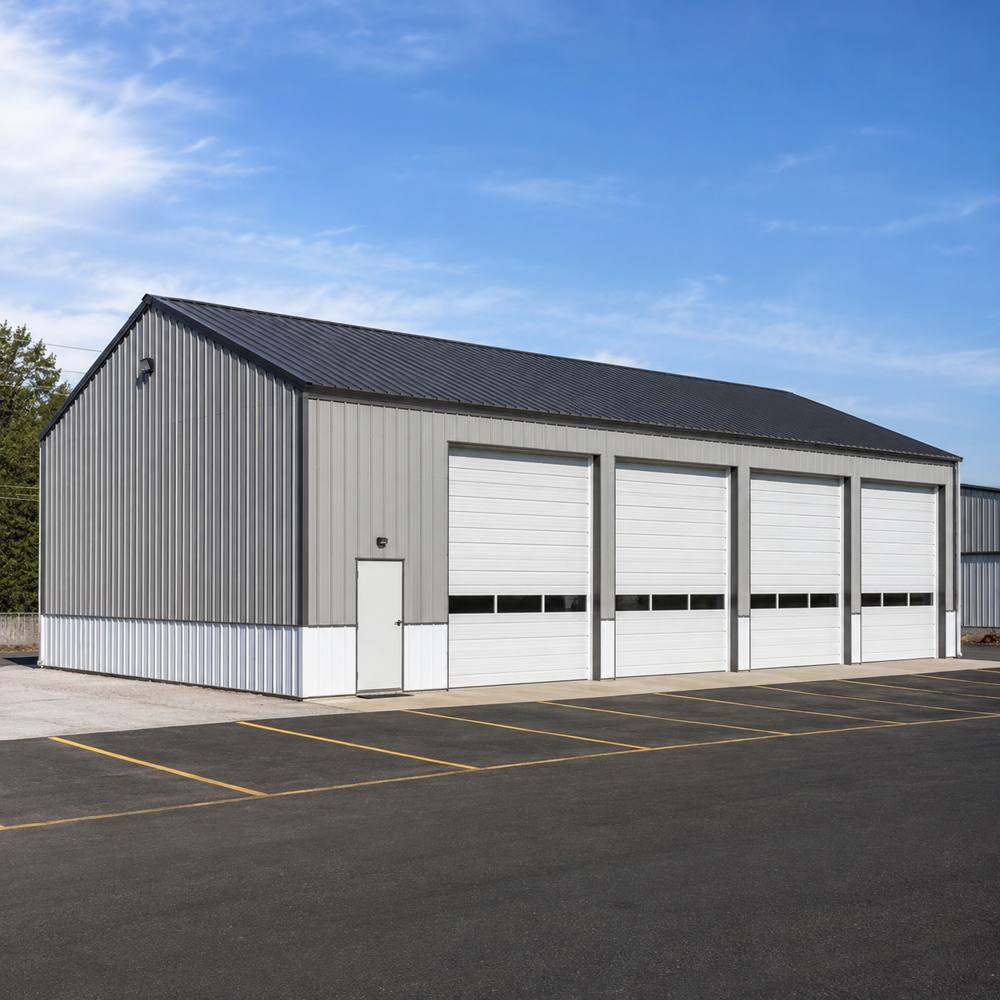 50x70 metal garage — multi-bay fleet steel garage