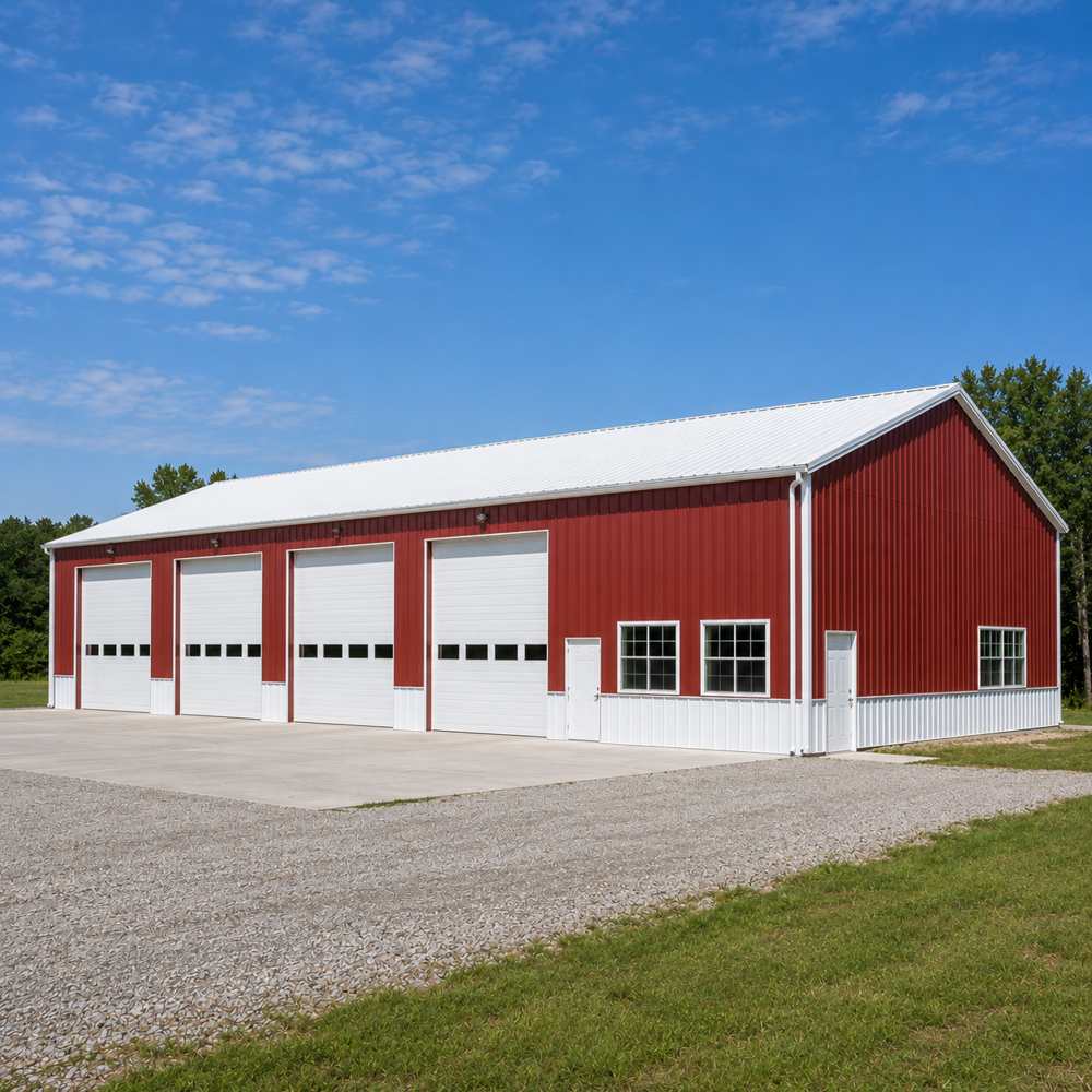60x100 metal workshop — very large industrial workshop with multiple roll-ups