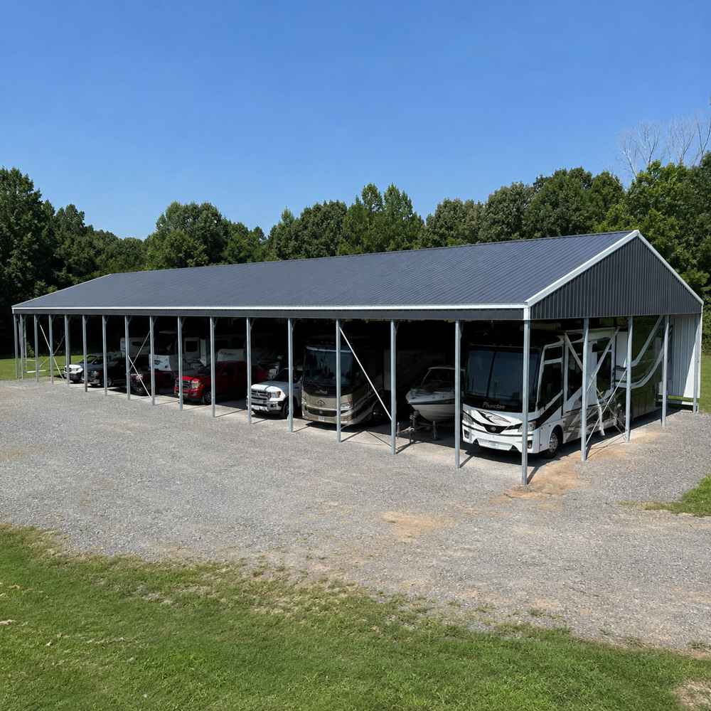 60x120 metal carport — large multi-vehicle steel carport / RV shelter