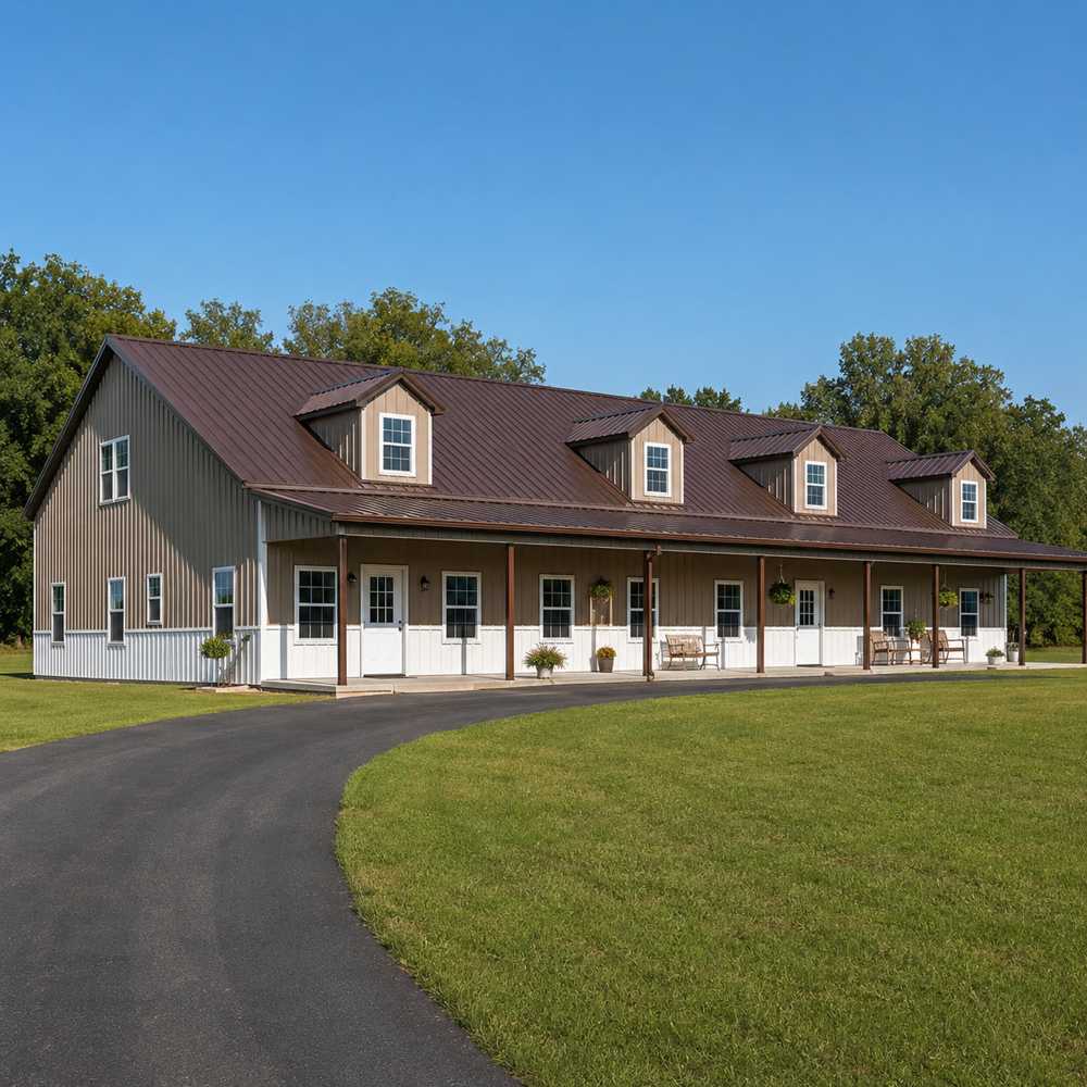 60x120 metal residential building — large steel barndominium estate