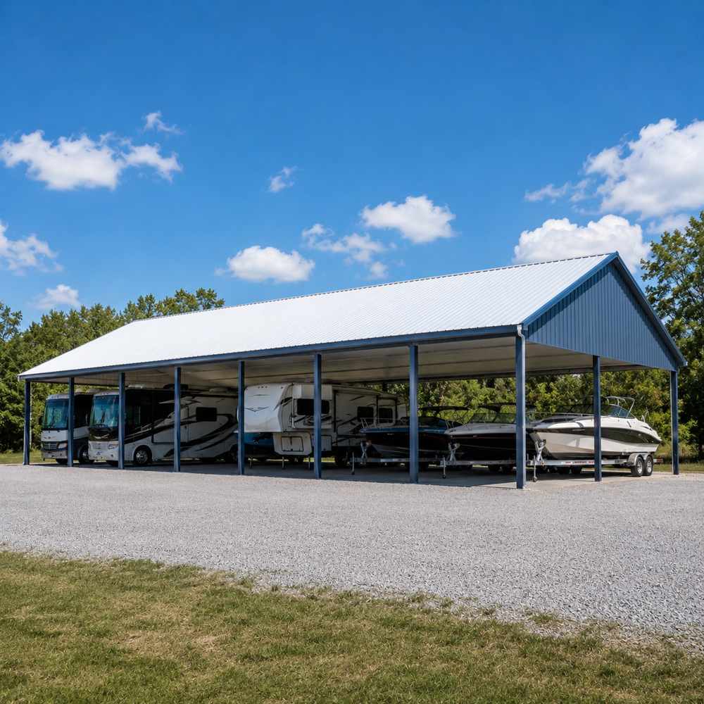 60x80 metal workshop — large industrial workshop with multiple roll-ups