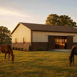 50×75 Horse Barn with Stalls