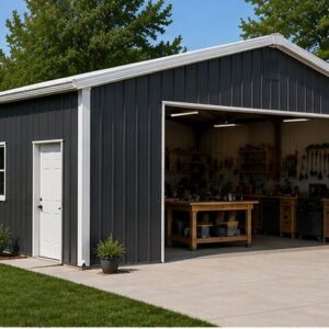 18×28 Tractor Shed with Implement Storage