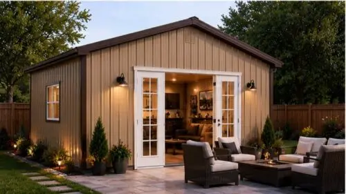 24×35 Man Cave with Roll-Up Garage Door