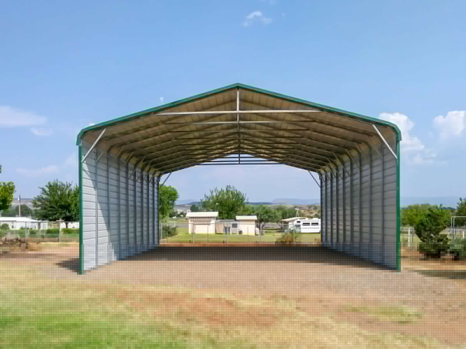 Wide RV port cover with standard roof
