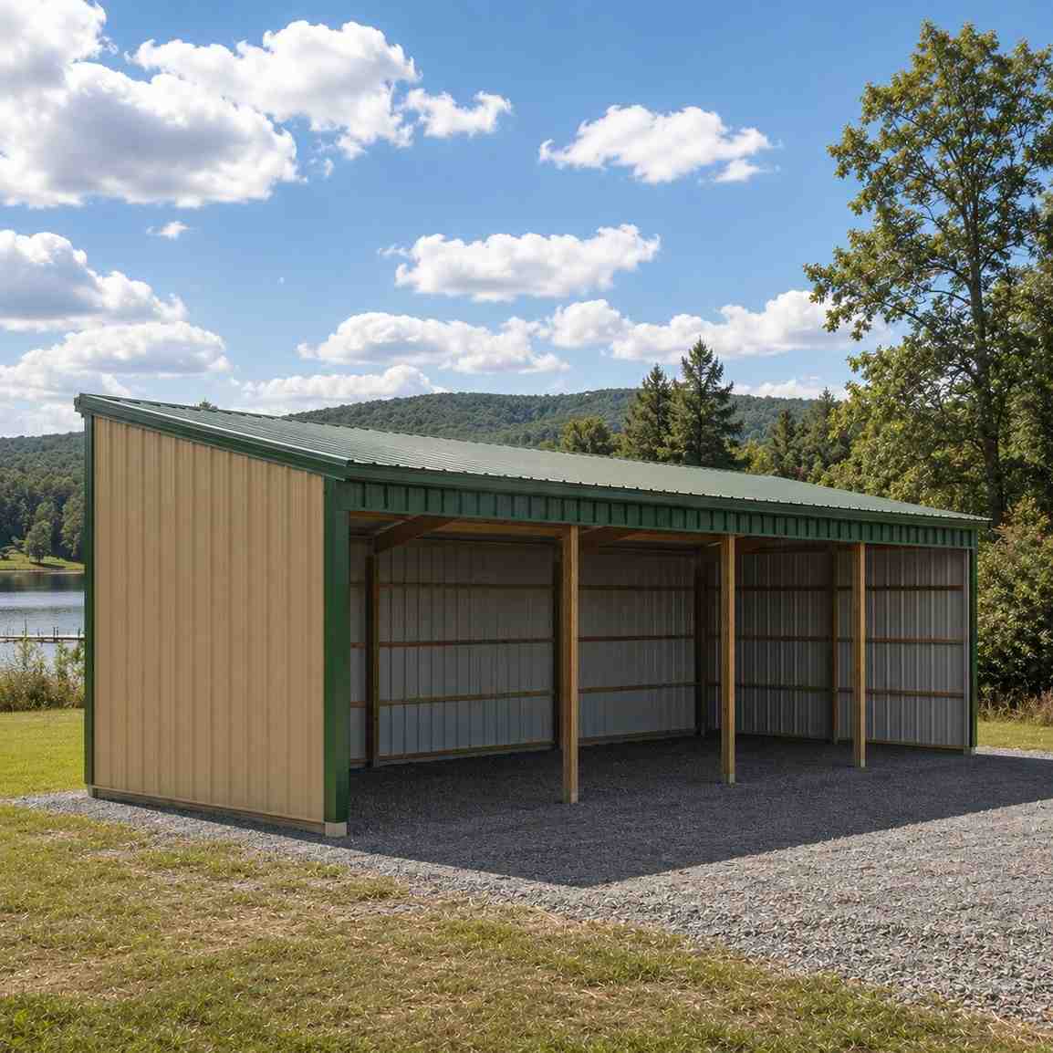 livestock shelter with lean-to + seasonal storage