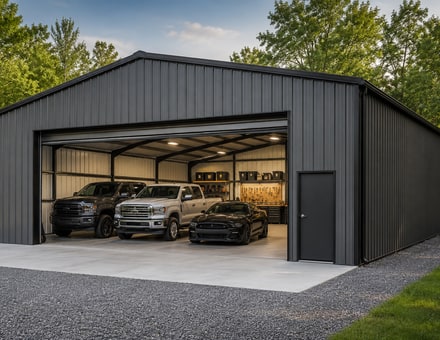 20x30 metal building: standard configuration angle, 600 sq ft Steel and Stud factory direct