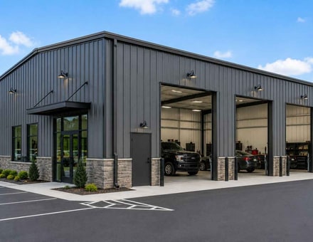 20x30 metal building: free-standing fully enclosed view, 600 sq ft Steel and Stud factory direct